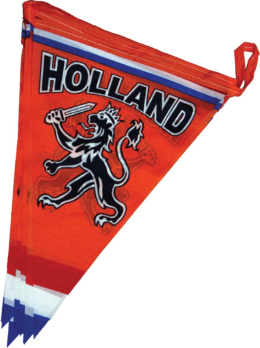 Luxe polyester vlaggenlijn 6 meter oranje Holland met leeuw en rood-wit-blauwe vlag | EK Voetbal 2020 2021 | Nederlands elftal versiering | Nederland supporter vlaggetjes